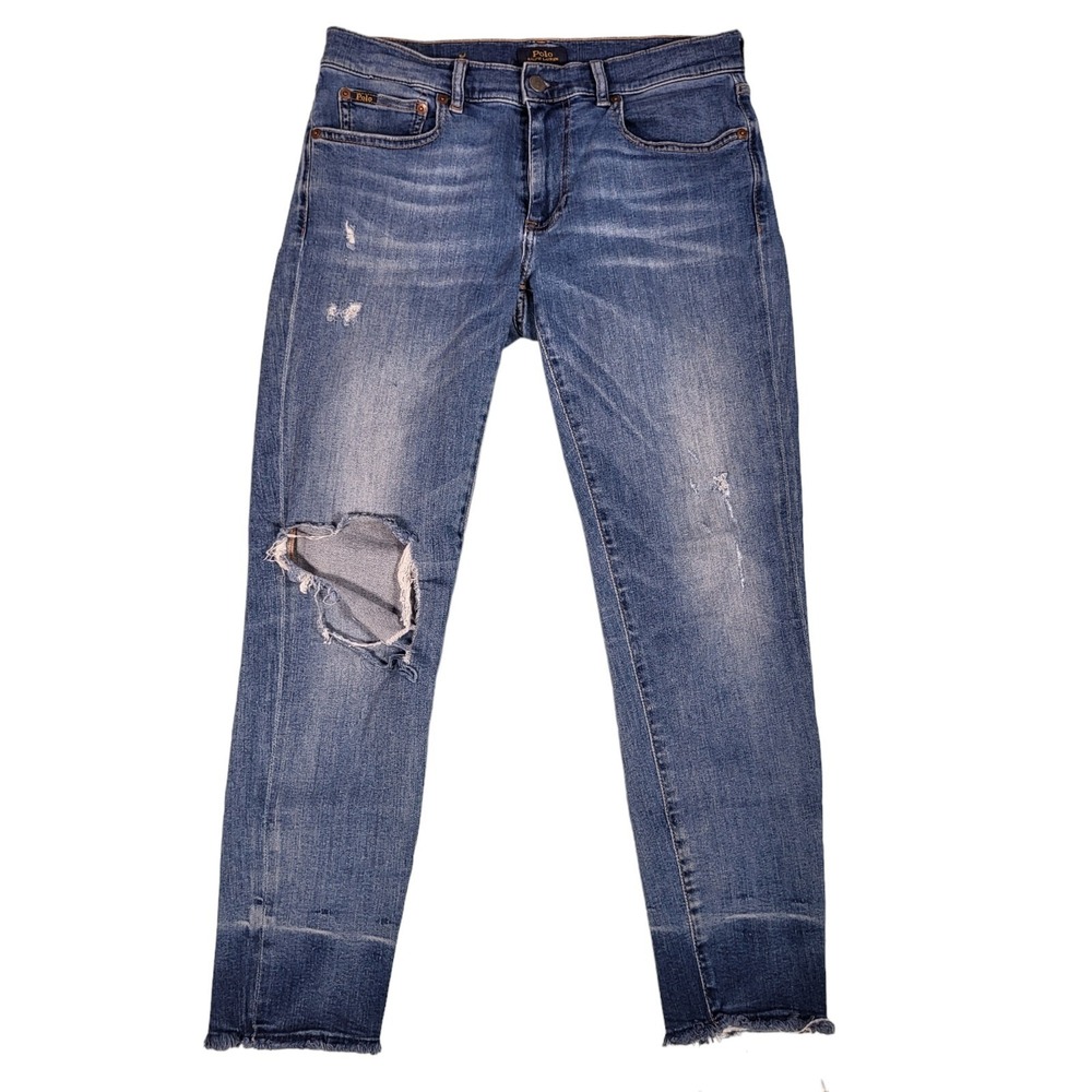 Polo Ralph Lauren Jeans Womens 29R 31x27 The Tompkins Skinny Distressed Raw Hem